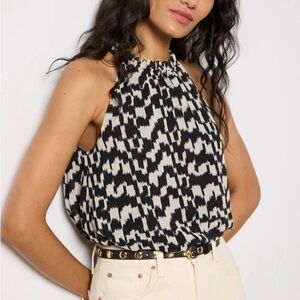 Evereve Etta Halter Tank in black and Ivory